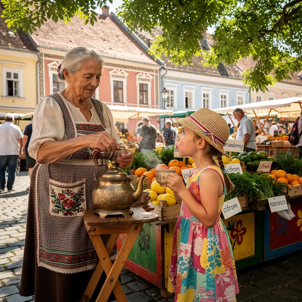 Csésze koriander mag tea, citromszeletekkel díszítve, természetes környezetben.